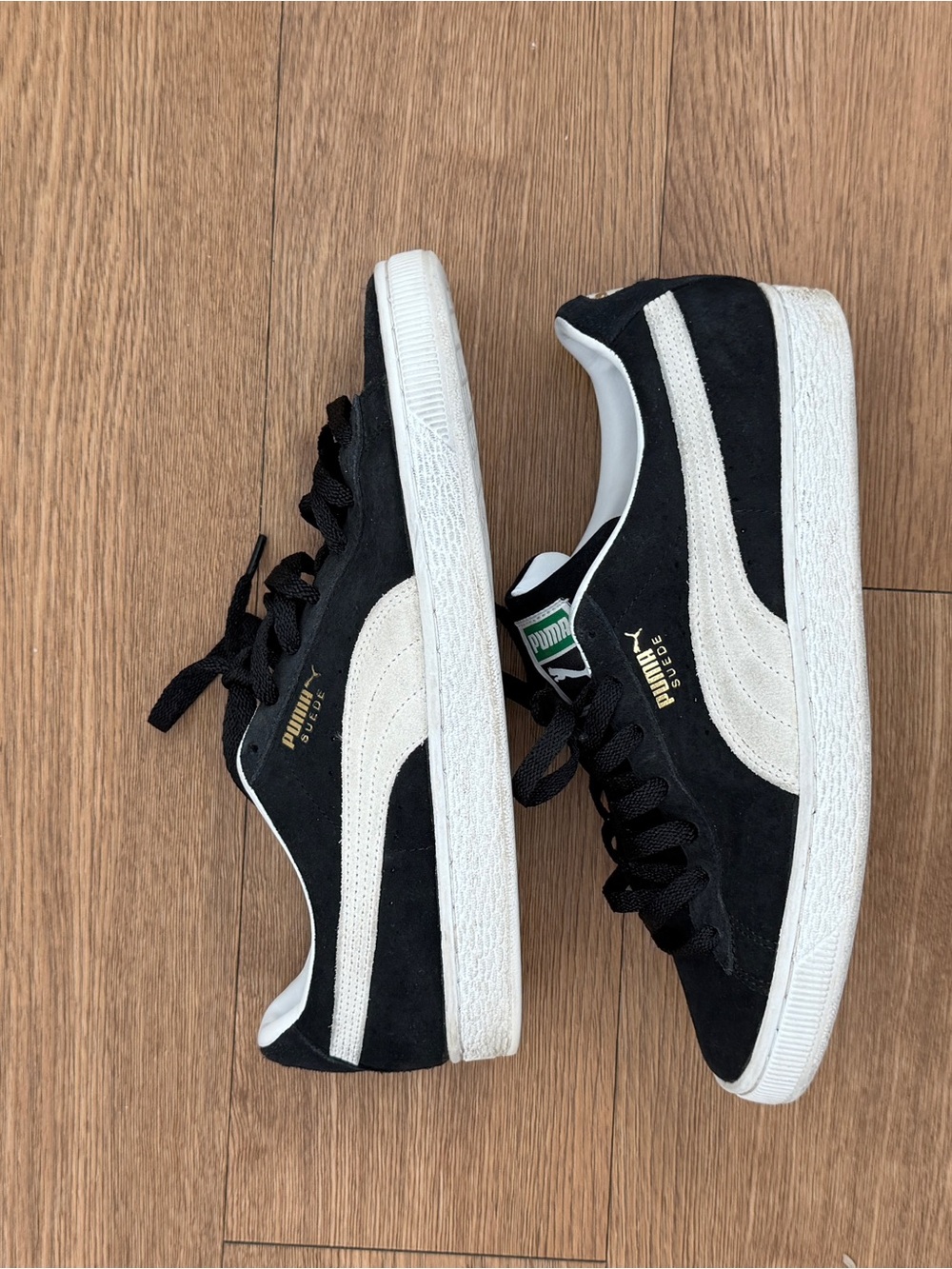 Puma Black Suede Sneakers with White Formstrip